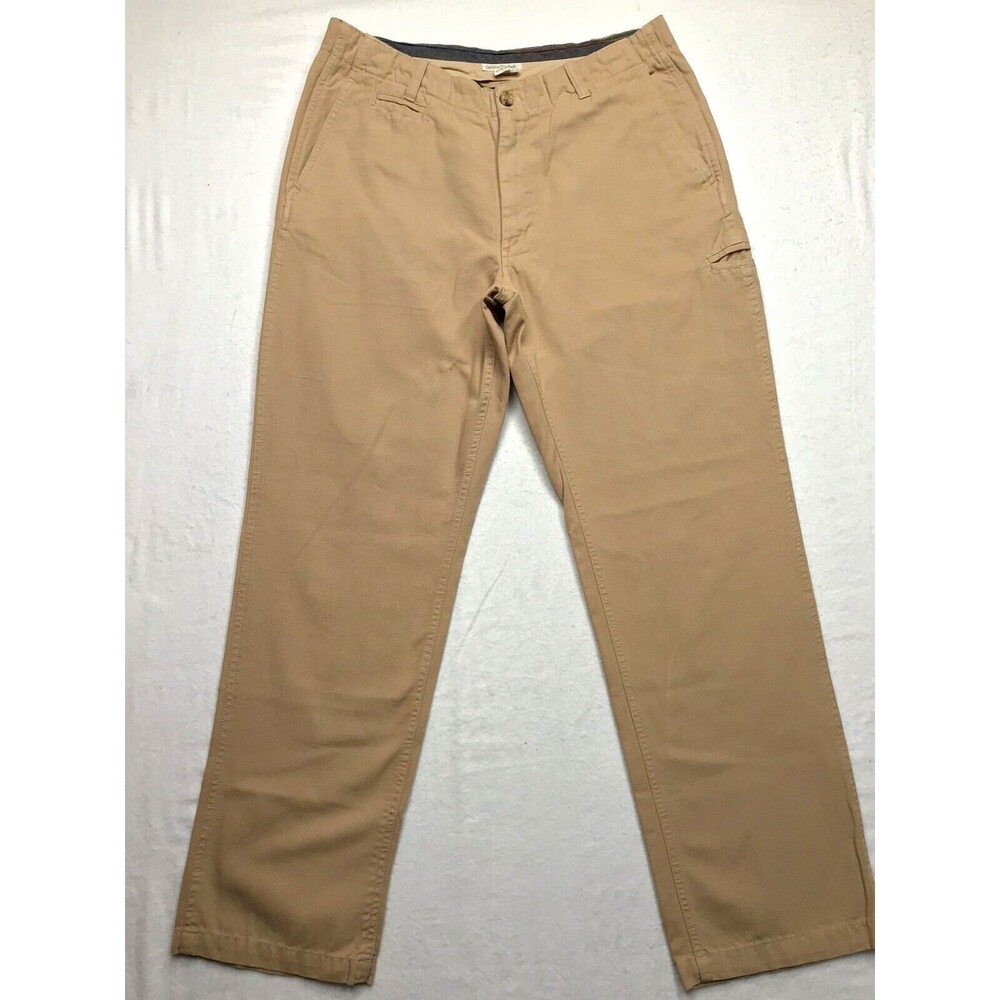 CARBON 2 COBALT Double Weave Pants Men 34x31 Tan Relaxed Fit Chino Canvas Hiking